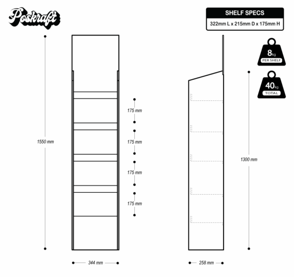 5 Shelf Clip Tower with Kicker