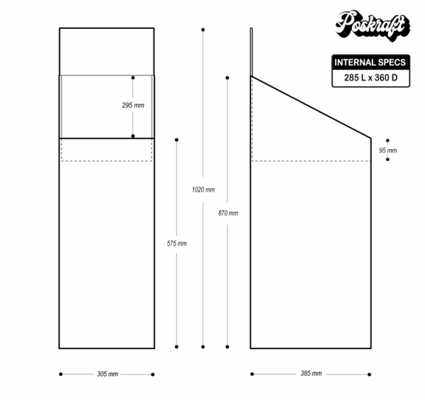 Dump Bin with Slanted Side Walls