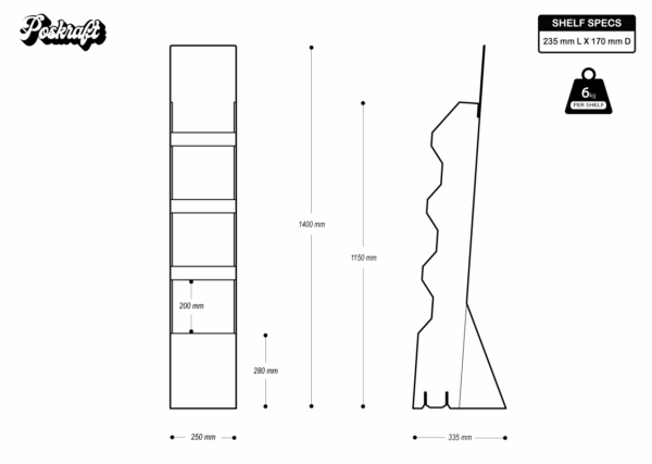 Modular Slanted 4 Shelf Floor Display