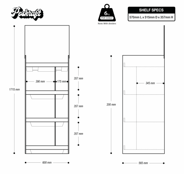 4 Shelf Clip Tower with Dividers