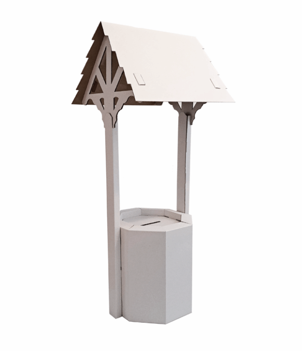 White cardboard wishing well