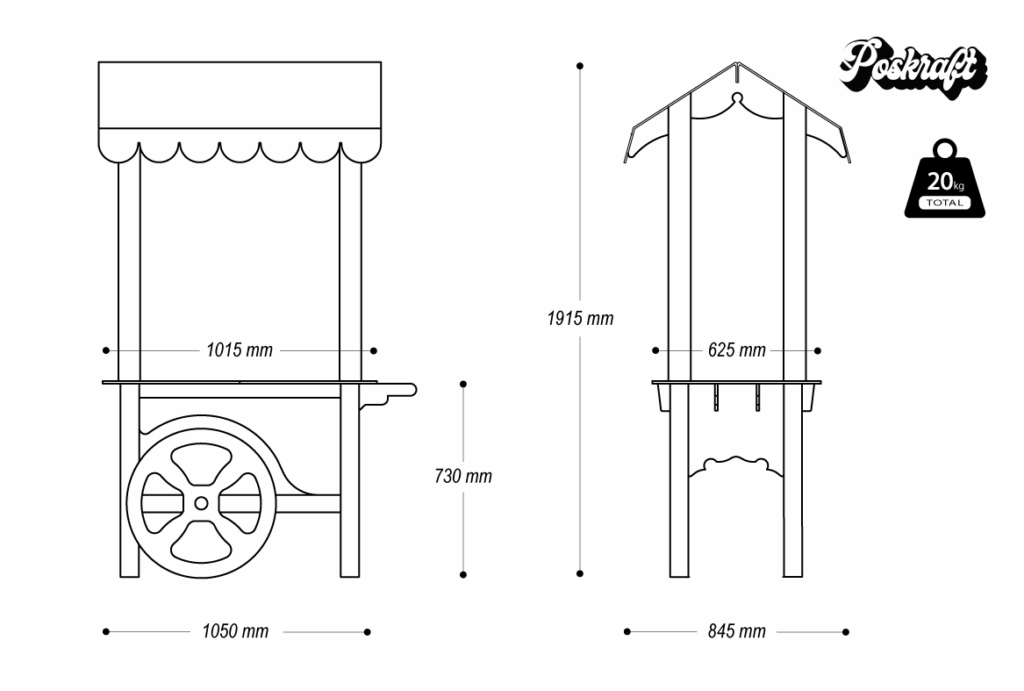 cardboard event cart - specs